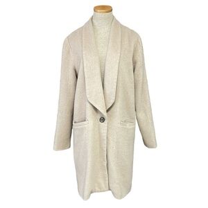 Waverly Grey libērant Pea Coat Womens 8 Cream Collar Button Textured Long Jacket